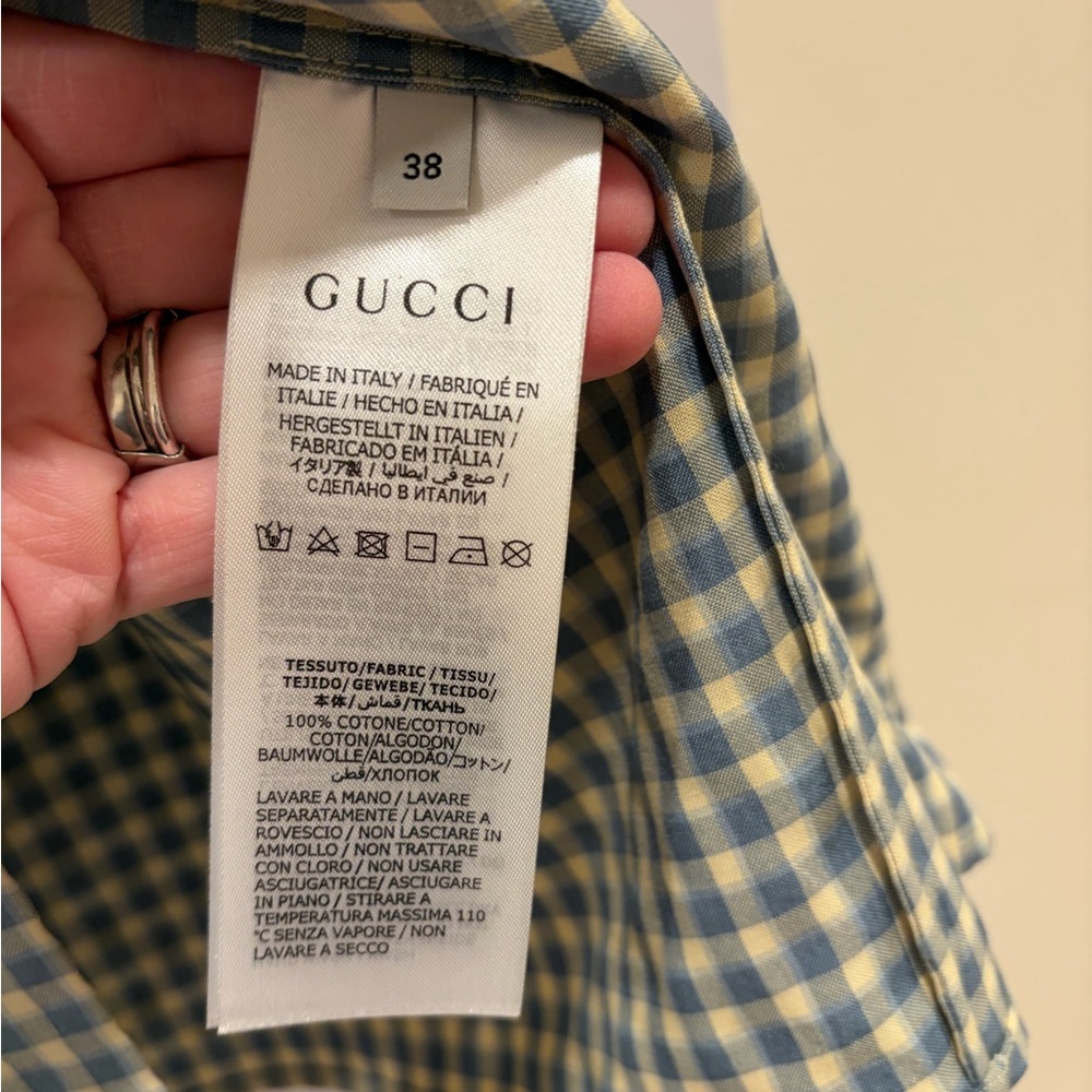 Gucci Gingham Embroidered Cotton Oversized Shirtdress or Tunic Size 38 - Picture 12 of 13